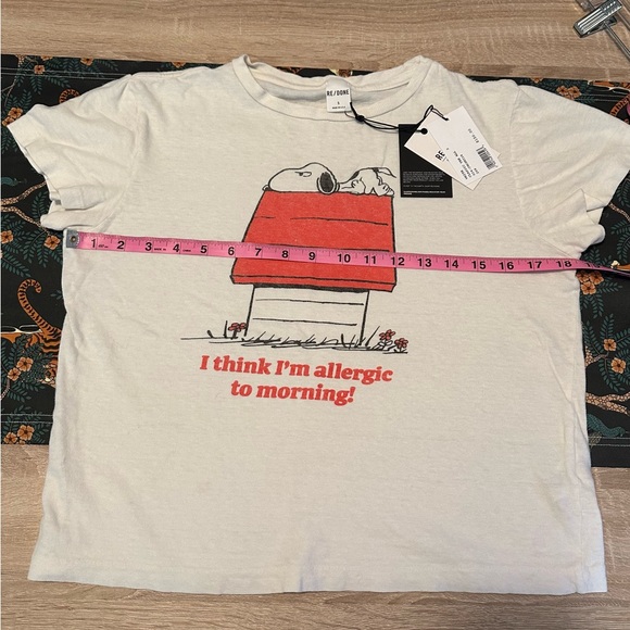Re/Done Peanuts Snoopy Allergic to Mornings Tee, Size Small - Picture 2 of 8
